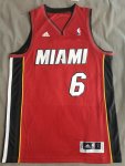 Maillot de Basket #6 Lebron James Miami Heat adidas Rouge Imprimé